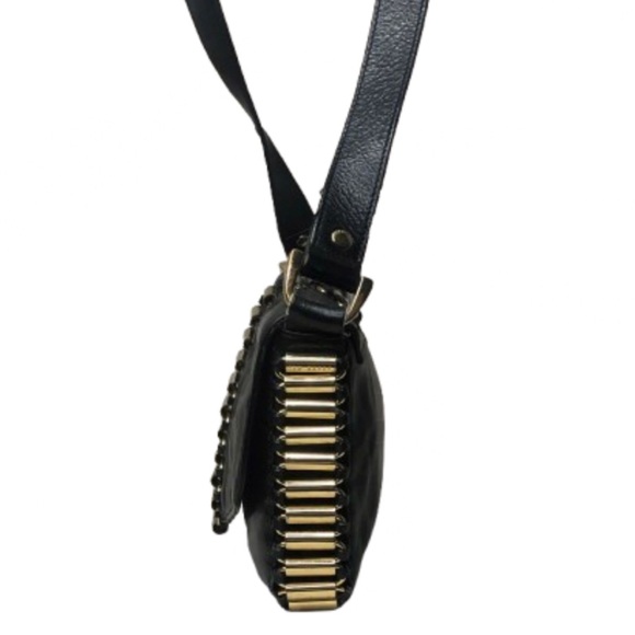 TED BAKER Black Lambskin and Brass Accent Throughout Bag & Strap Crossbody Bag - Picture 3 of 17